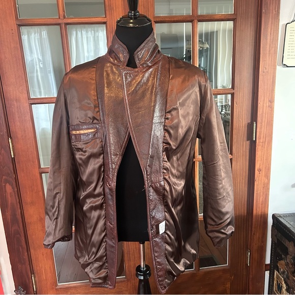 Vintage 1970's Men's Brown Leather Coat Retro Cool Montreal Leather Garment - Picture 9 of 11